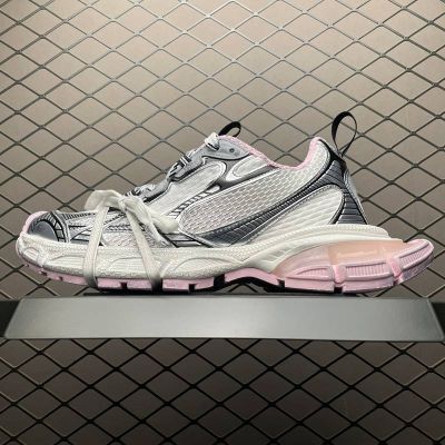 Balenciaga 3XL Retro Dad Shoes Pink Sole White and Grey Mesh Upper Sports Shoes